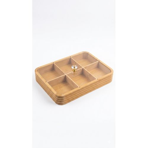 Wooden  Divided Serving Tray with Clear Acrylic Lid Dried Fruit Storage - Crockery - Best Price in Pakistan - HitShop.pk